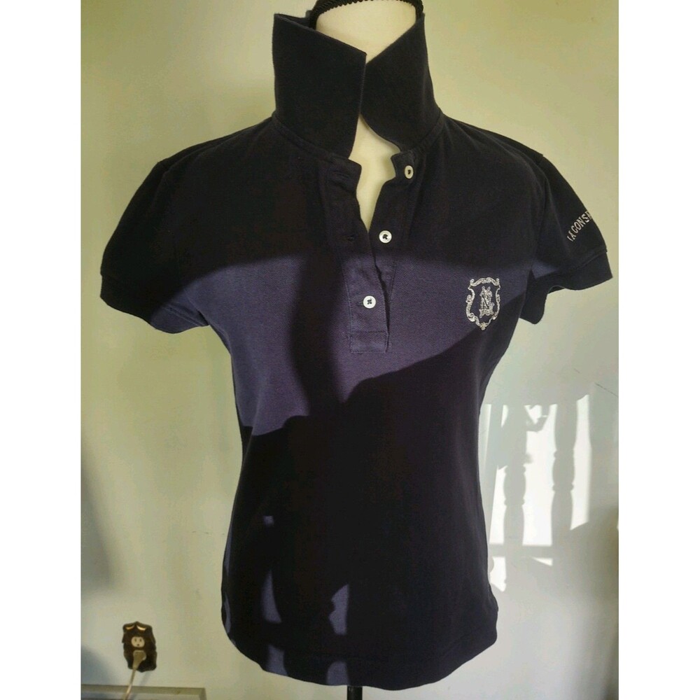 Vicomte Arthur Navy Short Sleeve Polo Shirt Sz S Made In USA 100 Cotton Women's